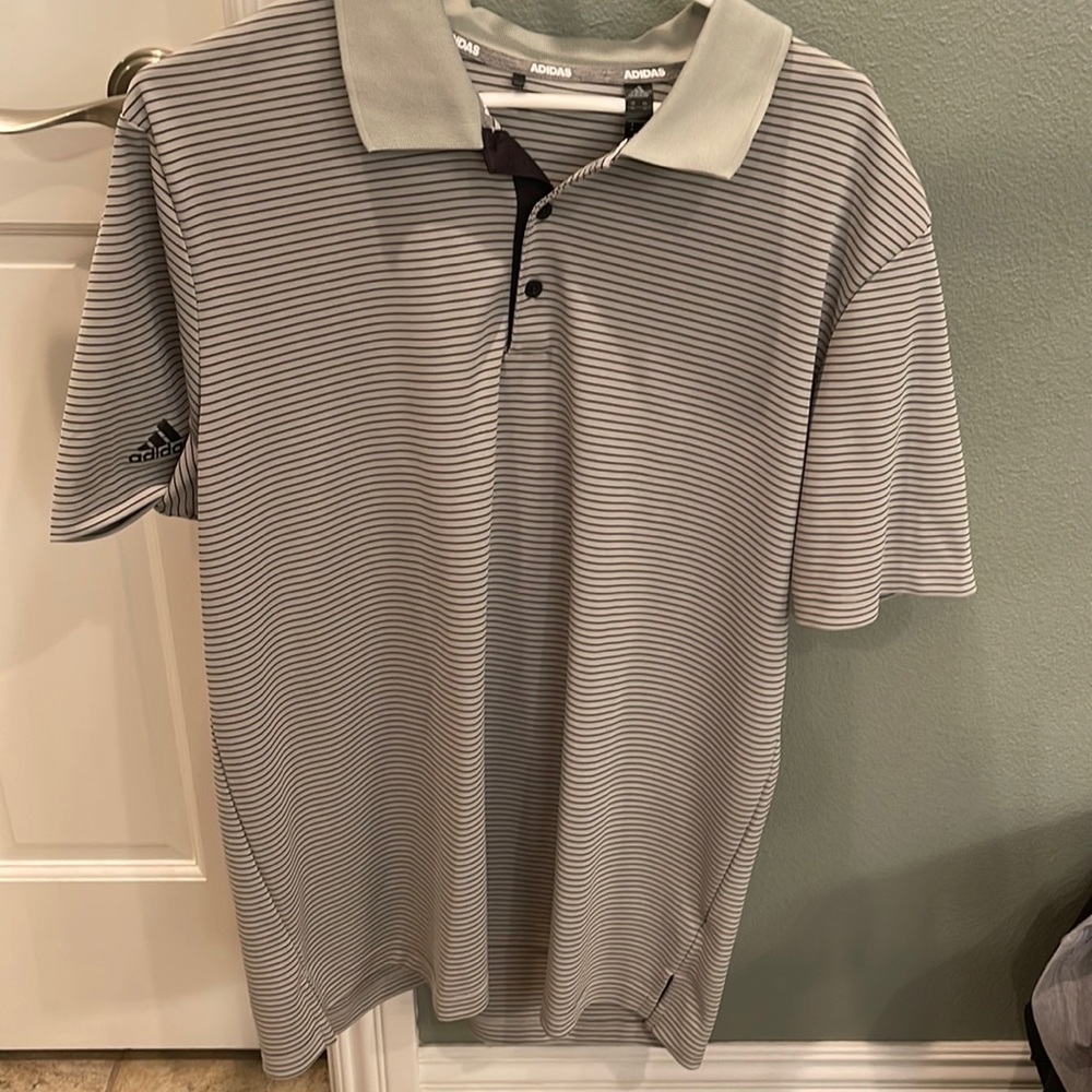 Adidas Golf XL grey with black stripes Polo. No snags, Great Condition,No stains